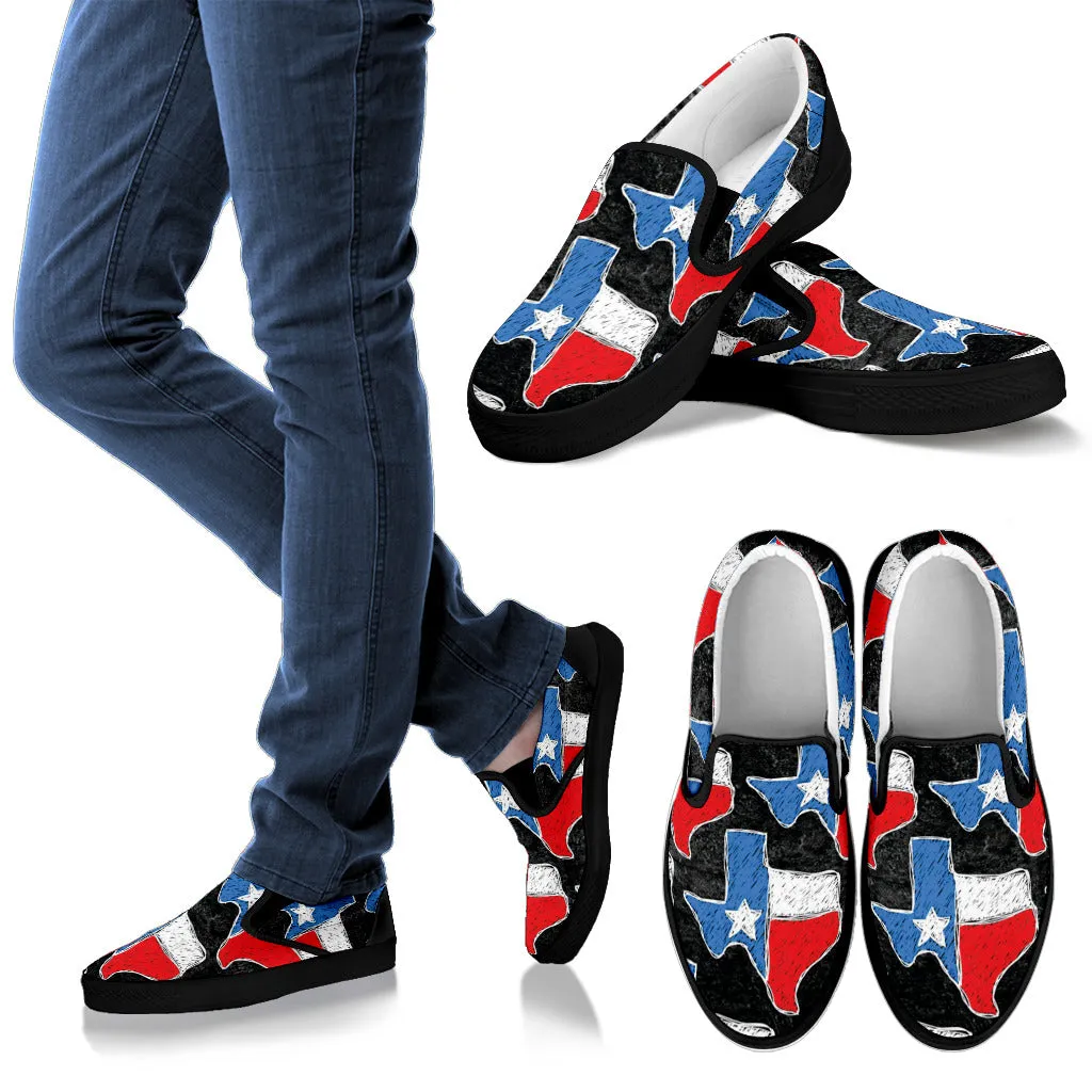 Texas Flag Women's Slip-Ons With Black Soles