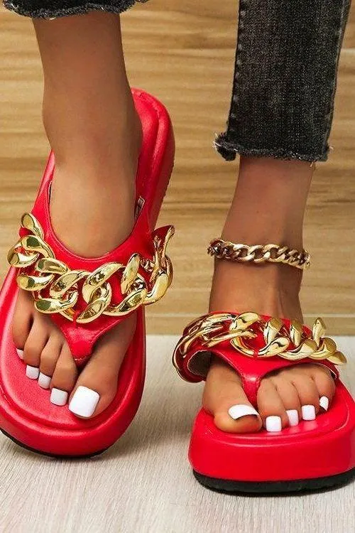 Thick-soled chain sandals