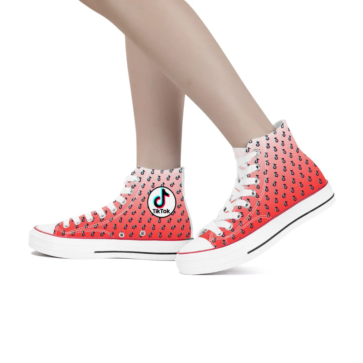 TikTok High Top Canvas Shoes - Red TikTok Sneakers