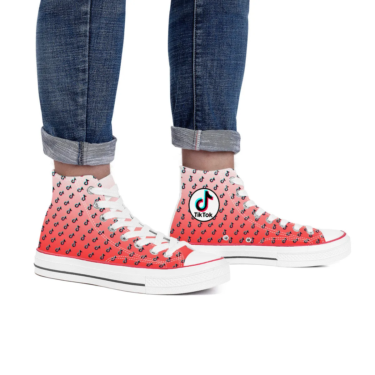 TikTok High Top Canvas Shoes - Red TikTok Sneakers