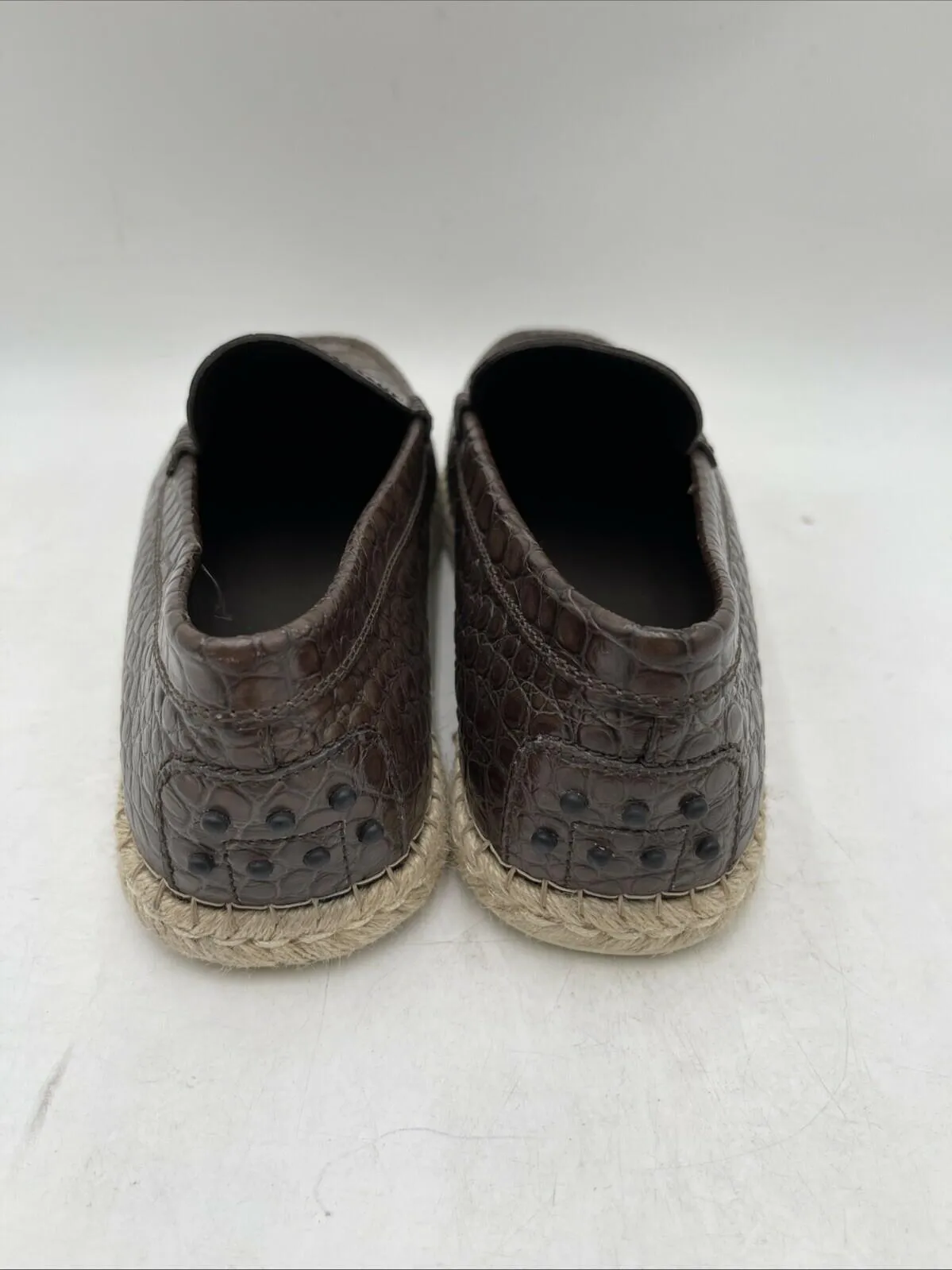 TOD’s Brown Croc Print Leather Moc Toe Espadrille Loafers Men’s Size 7.5 - Very Good