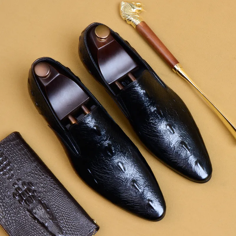 Top Layer Cowhide Men's Leather Shoes Casual Leather Shoes Men's Genuine Leather Formal Men's Shoes Top Layer Cowhide British Business Loafers27102