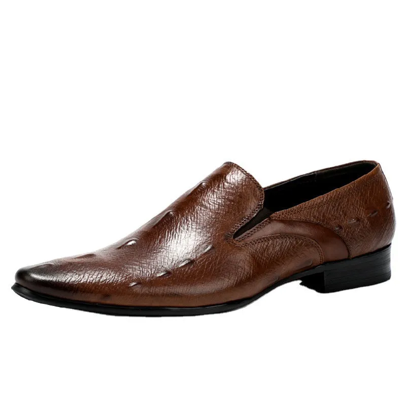 Top Layer Cowhide Men's Leather Shoes Casual Leather Shoes Men's Genuine Leather Formal Men's Shoes Top Layer Cowhide British Business Loafers27102