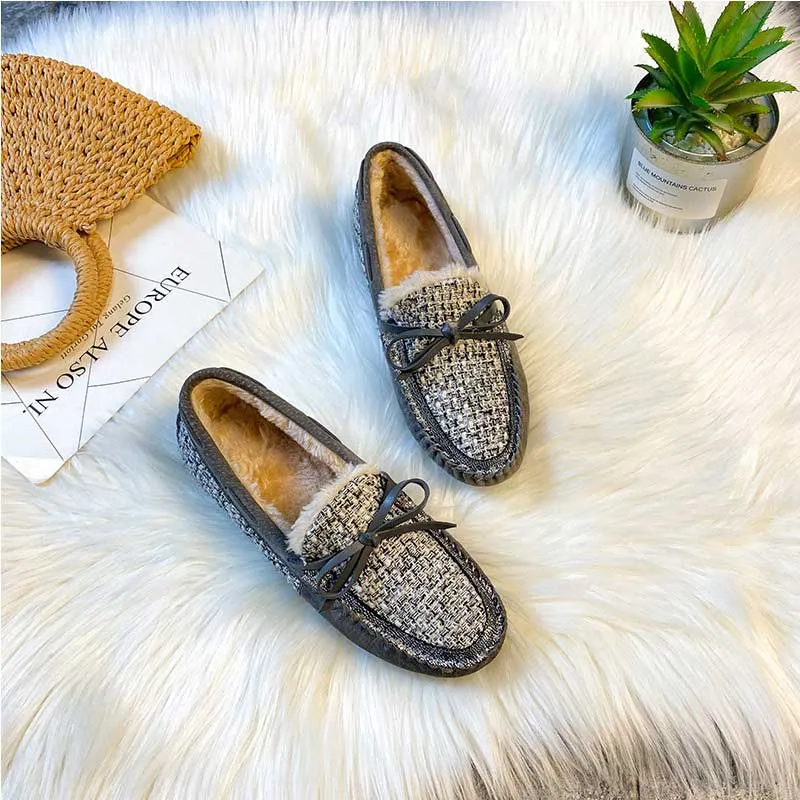 Trendy Winter Leather Non-Slip Women's Flat Loafer