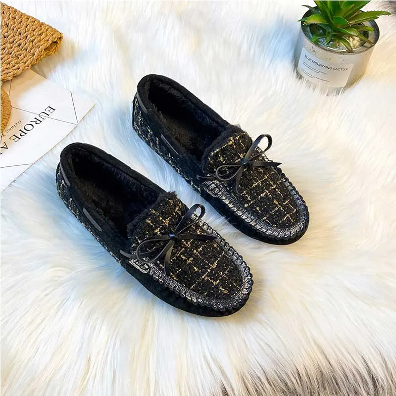 Trendy Winter Leather Non-Slip Women's Flat Loafer