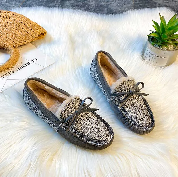 Trendy Winter Leather Non-Slip Women's Flat Loafer