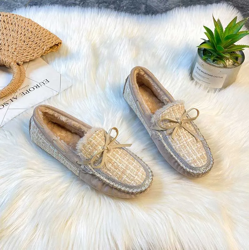 Trendy Winter Leather Non-Slip Women's Flat Loafer