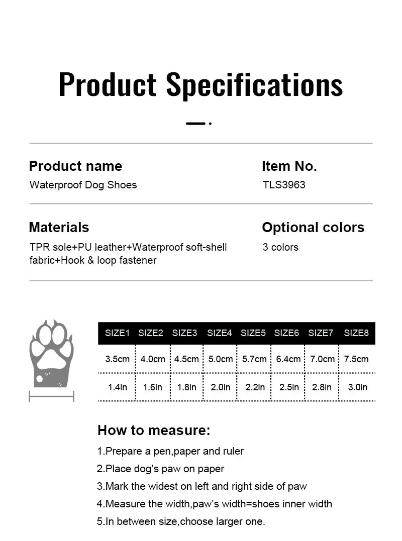 Truelove Outdoor Safety Shoes Reflective Straps and TPR Sole Waterproof Dog Booties  Style Number: TLS3963