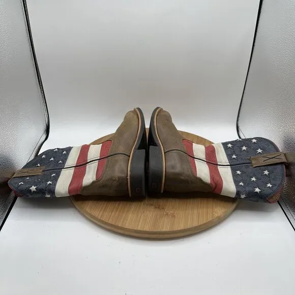 Twisted X Youth Size 1 M American Flag Cowboy Boots Shoes Brown Leather YOW0010