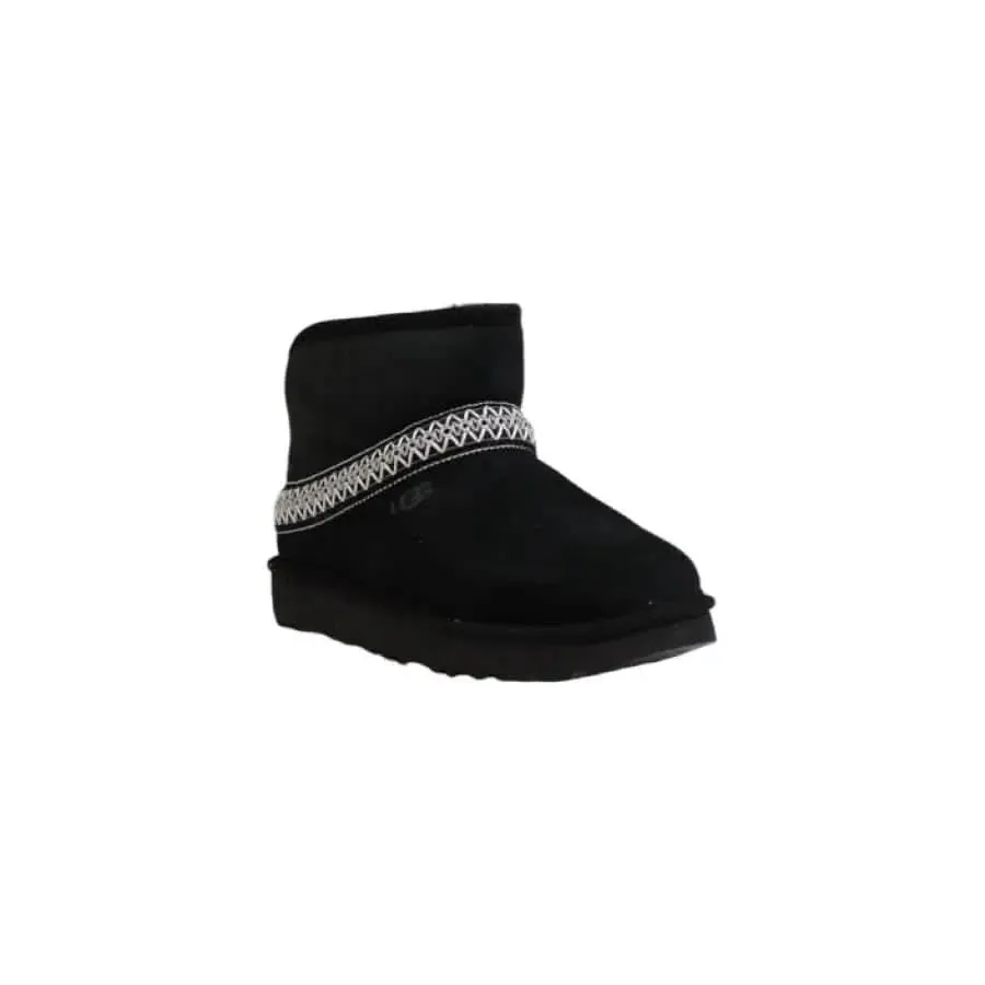 Ugg Women Black Leather Ankle Boots for Fall Winter