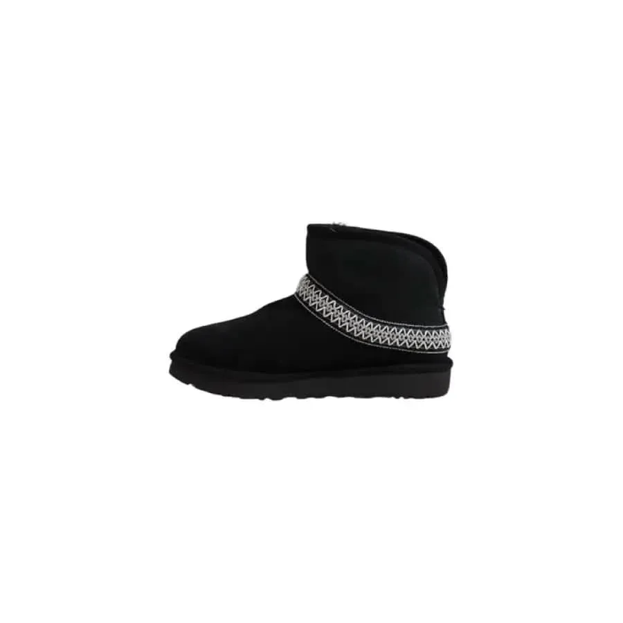 Ugg Women Black Leather Ankle Boots for Fall Winter