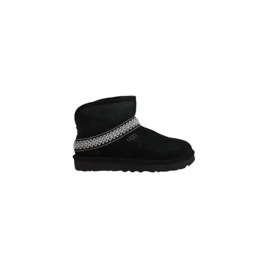 Ugg Women Black Leather Ankle Boots for Fall Winter