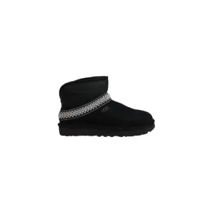 Ugg Women Black Leather Ankle Boots for Fall Winter