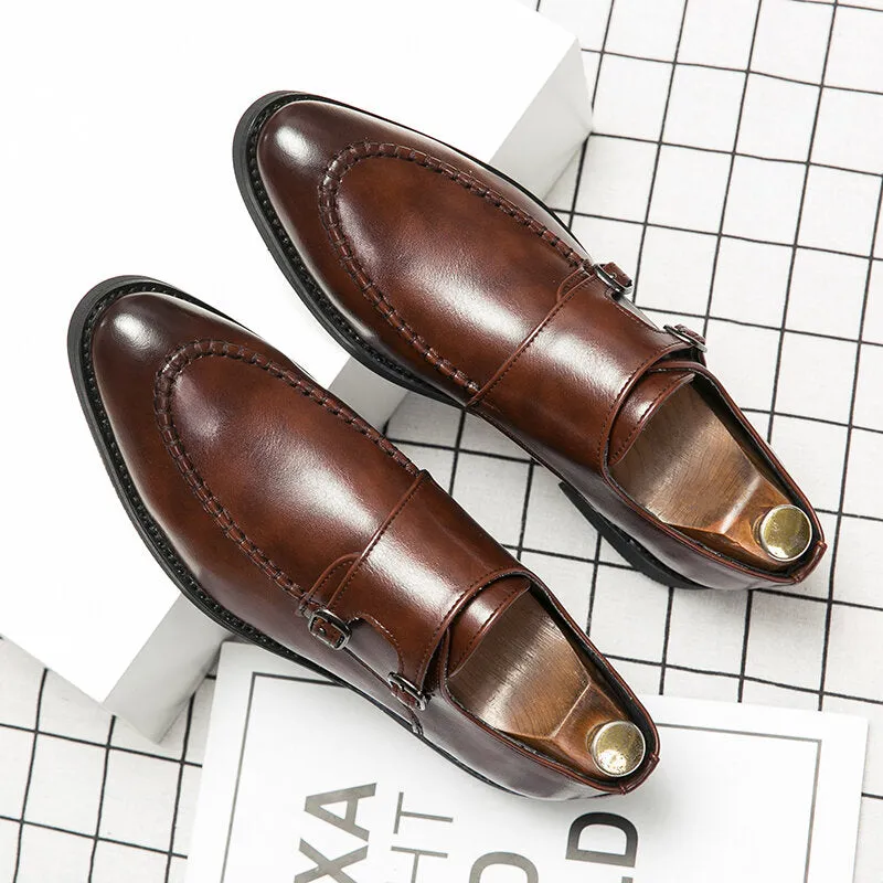 Urban Type Metal Buckle Slip Onmal Business Casual Men Dress Shoes