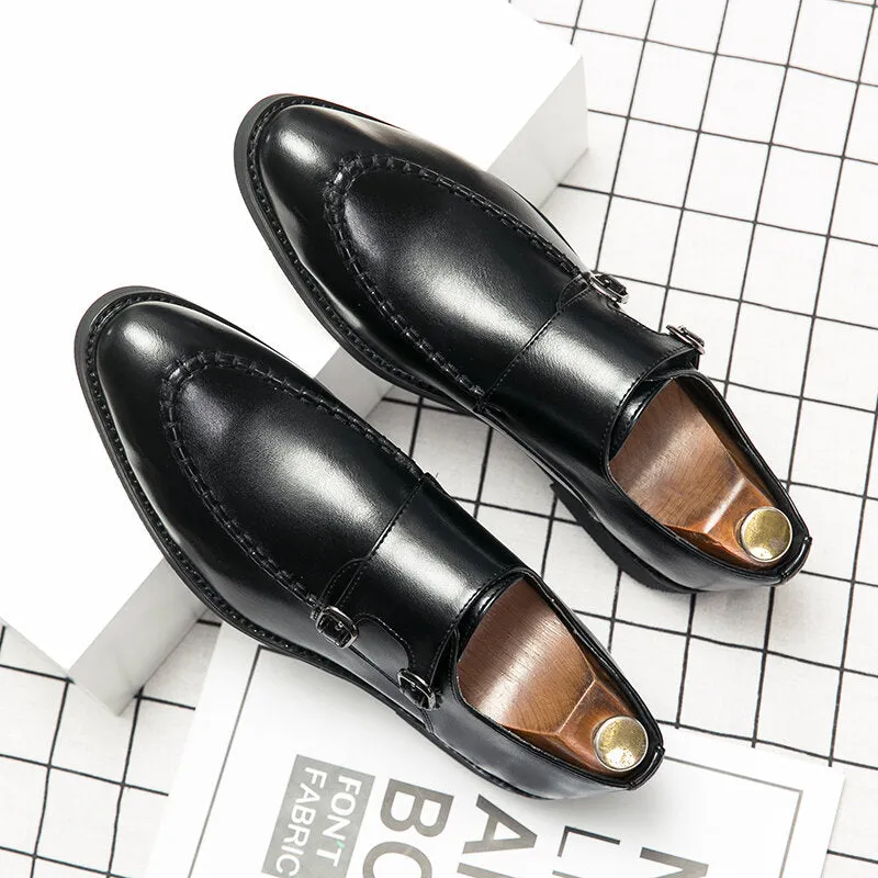 Urban Type Metal Buckle Slip Onmal Business Casual Men Dress Shoes