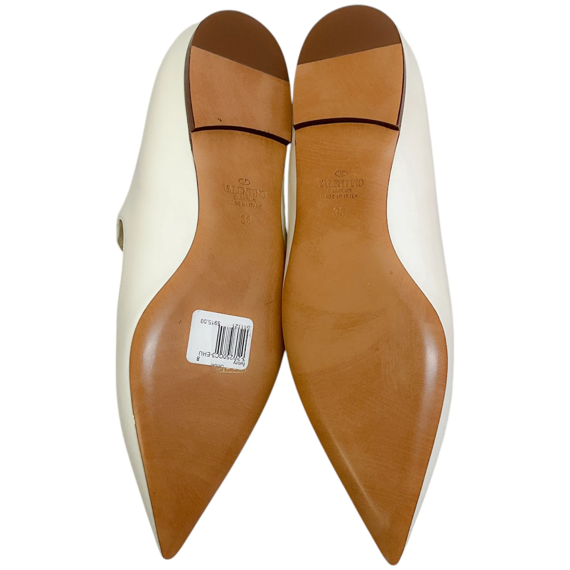 Valentino Ivory Patent Leather Mary Jane Ballerina Flats