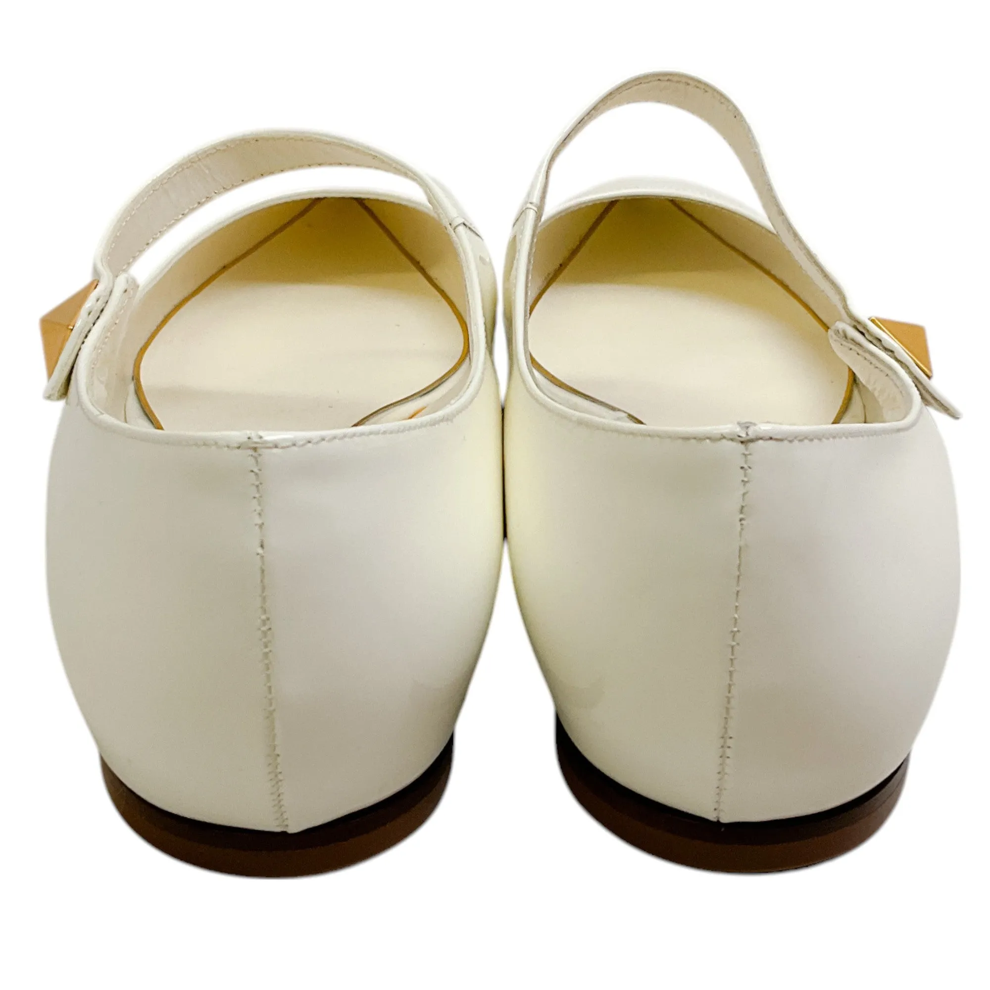 Valentino Ivory Patent Leather Mary Jane Ballerina Flats
