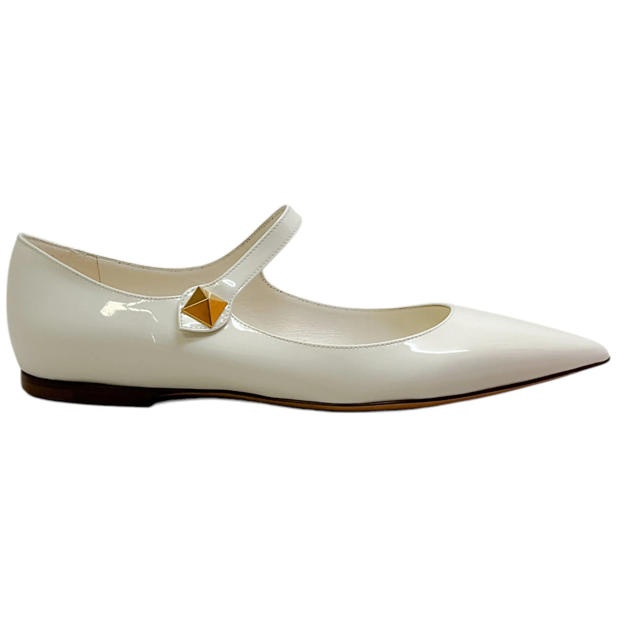 Valentino Ivory Patent Leather Mary Jane Ballerina Flats