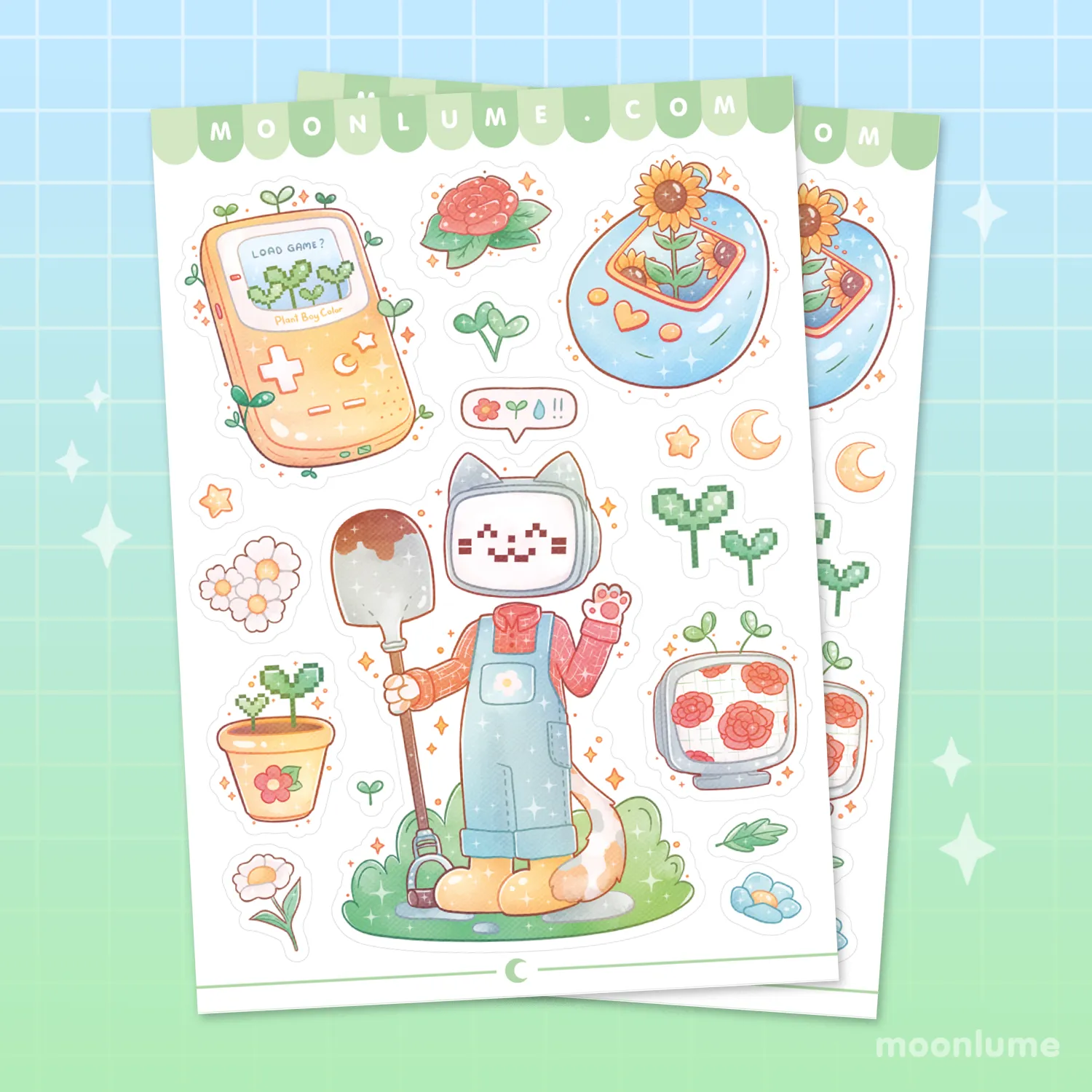 Virtual Garden & Pixel Gardener - matte vinyl sticker sheet