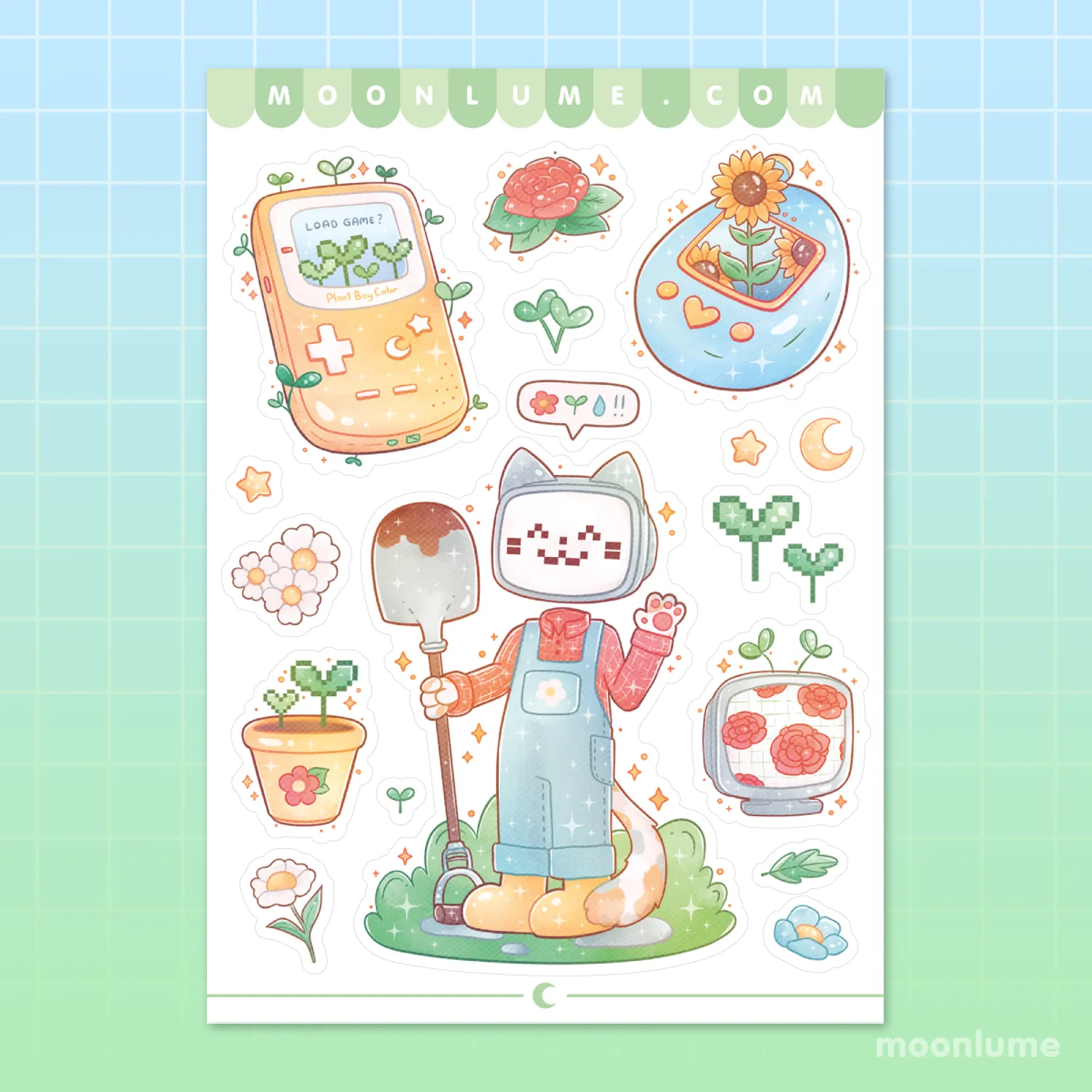 Virtual Garden & Pixel Gardener - matte vinyl sticker sheet