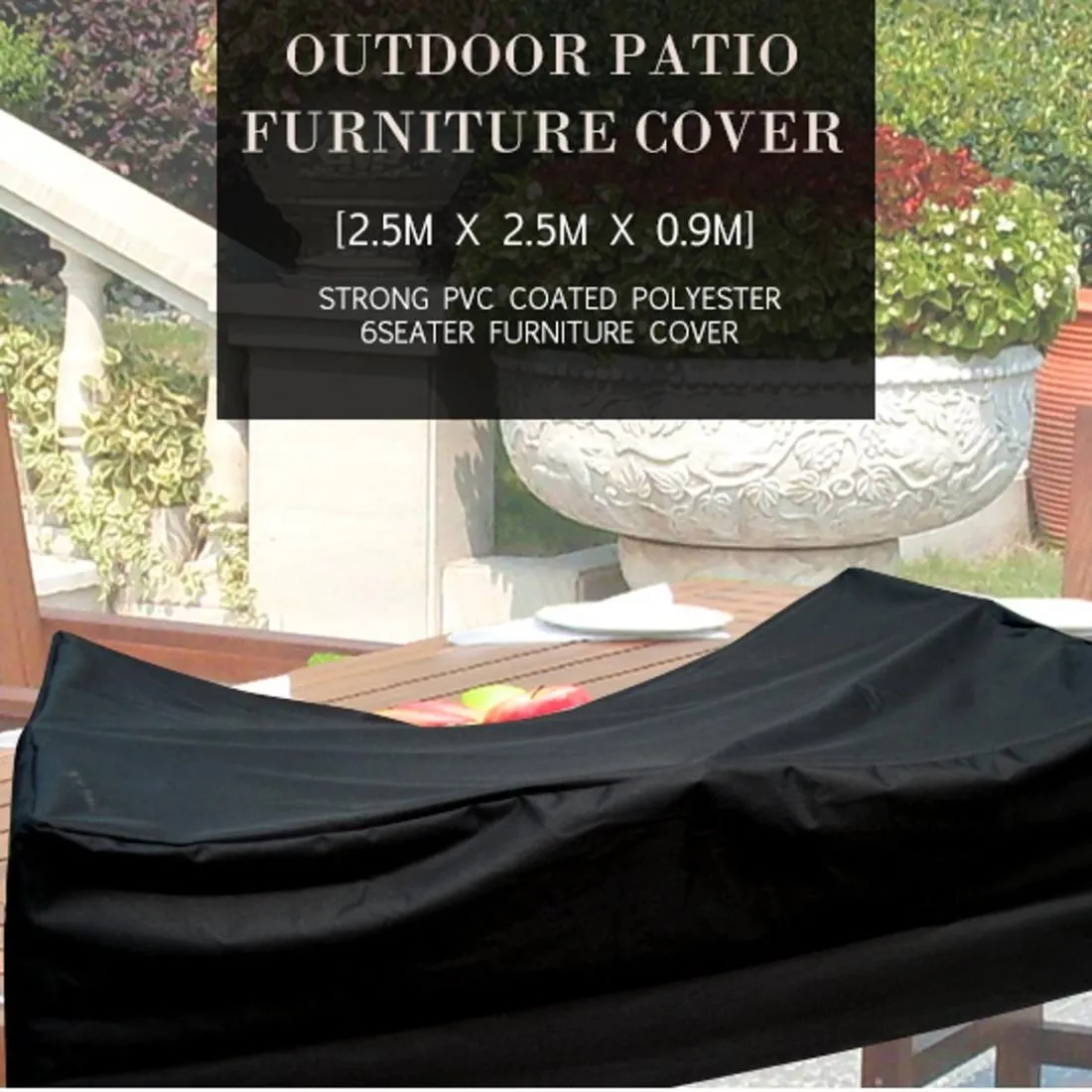 Waterproof 210D Oxford Cloth Cover For Outdoor Furniture Set - Protects From Uv Dust And Rain - 250X250X90Cm - Black