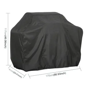 Waterproof Bbq Grill Cover - Anti-Uv Dust-Proof 210D Oxford Cloth - 170X61X117Cm - Black