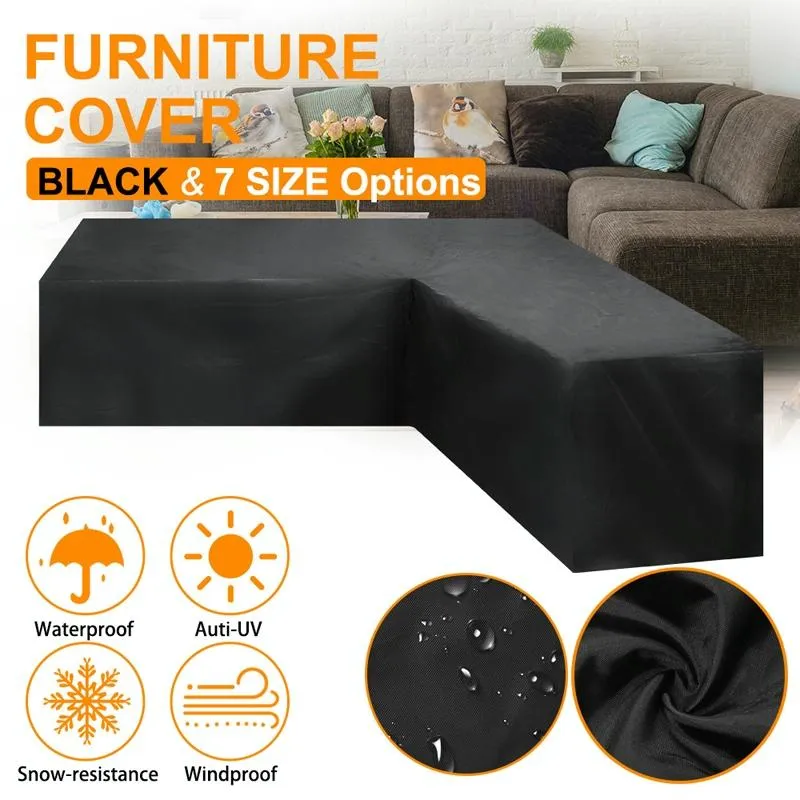 Waterproof Outdoor Corner Sofa Cover - 155X95X68 Black