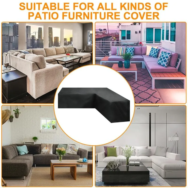 Waterproof Outdoor Corner Sofa Cover - 155X95X68 Black