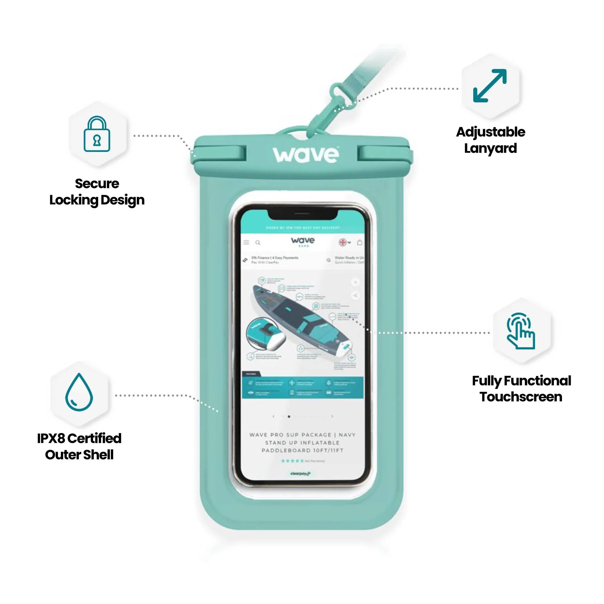 Waterproof Phone Cover | Aqua Green