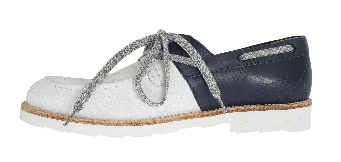 White Blue Leather Shoes