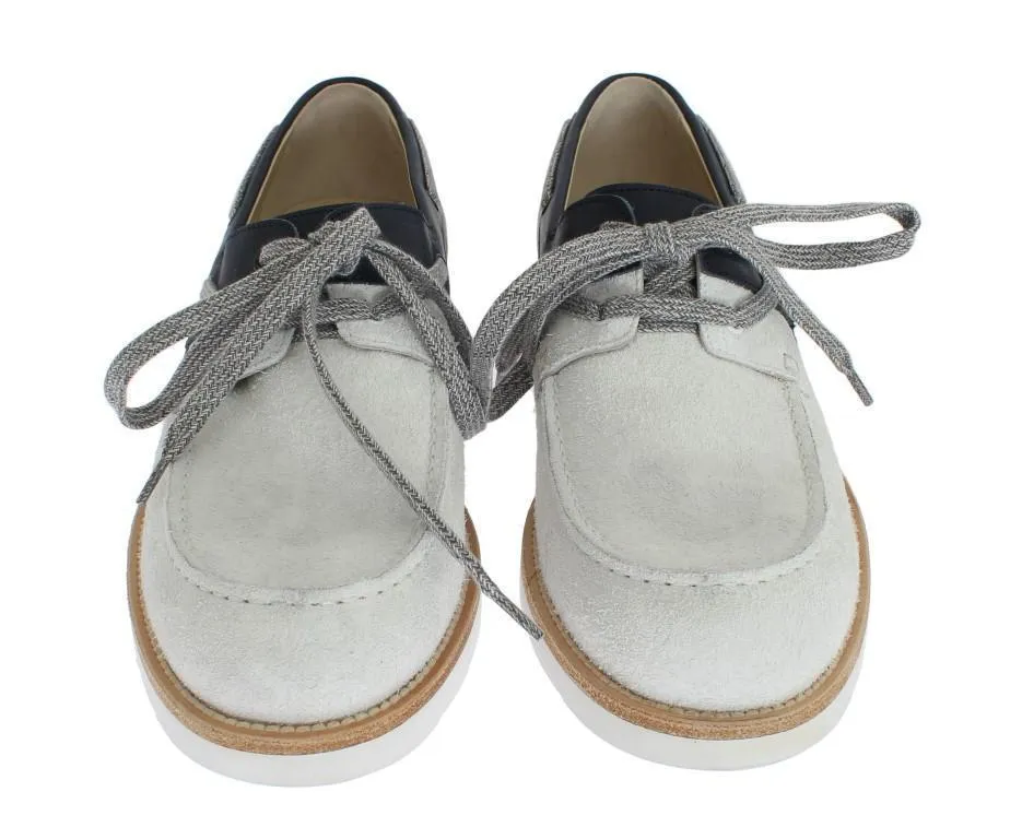 White Blue Leather Shoes