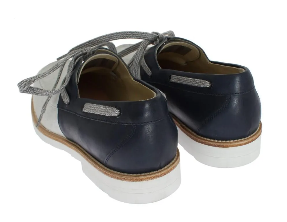 White Blue Leather Shoes