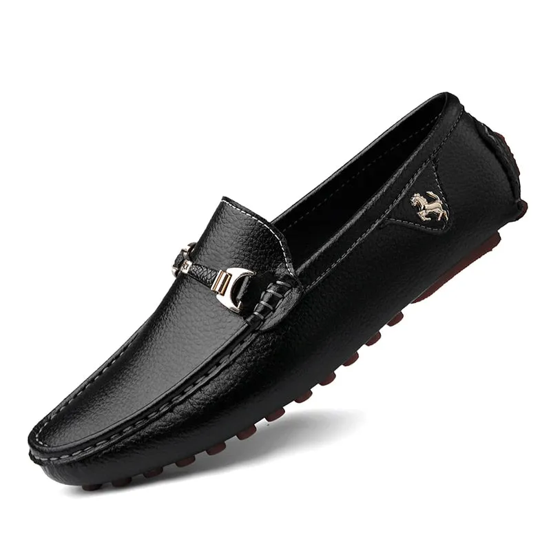 White Loafers Men Handmade Leather Shoes Black Casual Driving Flats Blue Slip-On Moccasins Boat Shoes Plus Size 46 47 48