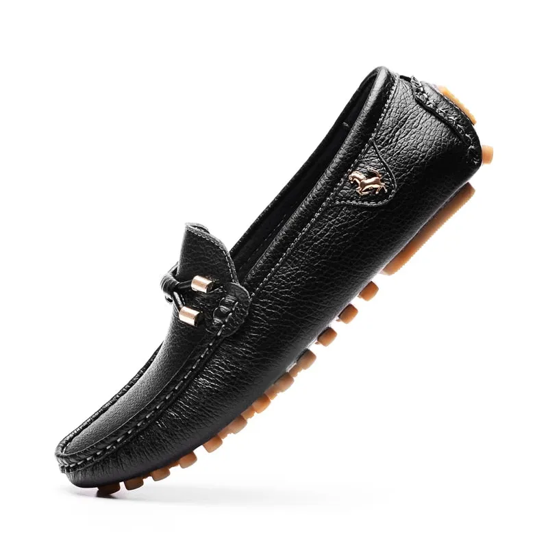 White Loafers Men Handmade Leather Shoes Black Casual Driving Flats Blue Slip-On Moccasins Boat Shoes Plus Size 46 47 48
