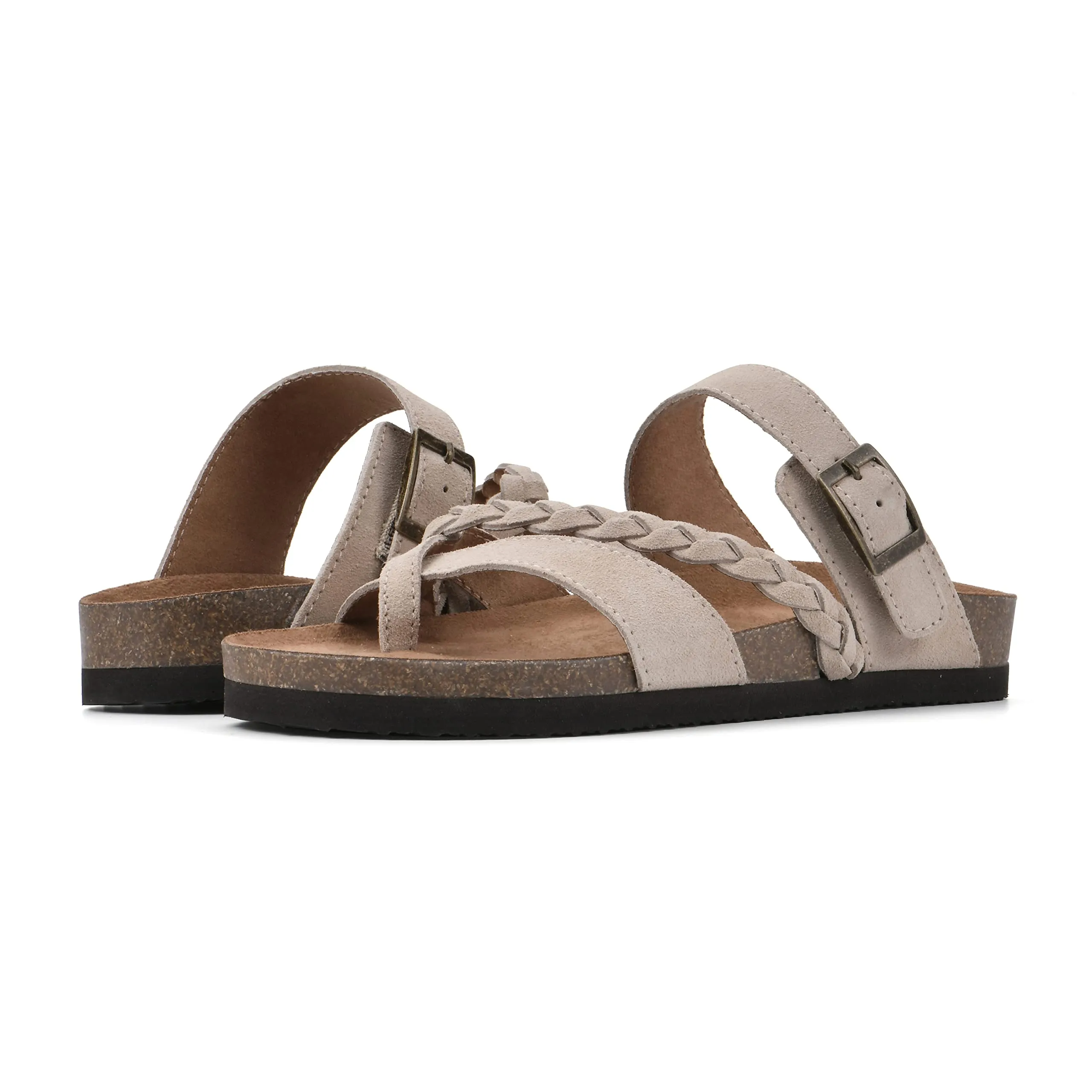 WHITE MOUNTAIN Shoes Hazy Footbed Sandal, Wood/Suede, 9 M