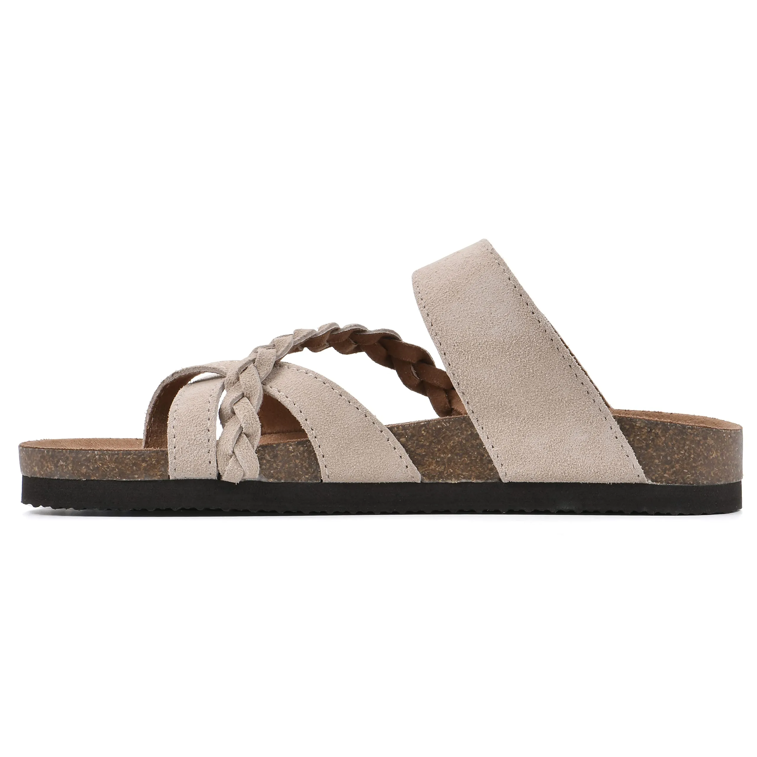 WHITE MOUNTAIN Shoes Hazy Footbed Sandal, Wood/Suede, 9 M