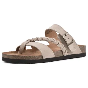 WHITE MOUNTAIN Shoes Hazy Footbed Sandal, Wood/Suede, 9 M