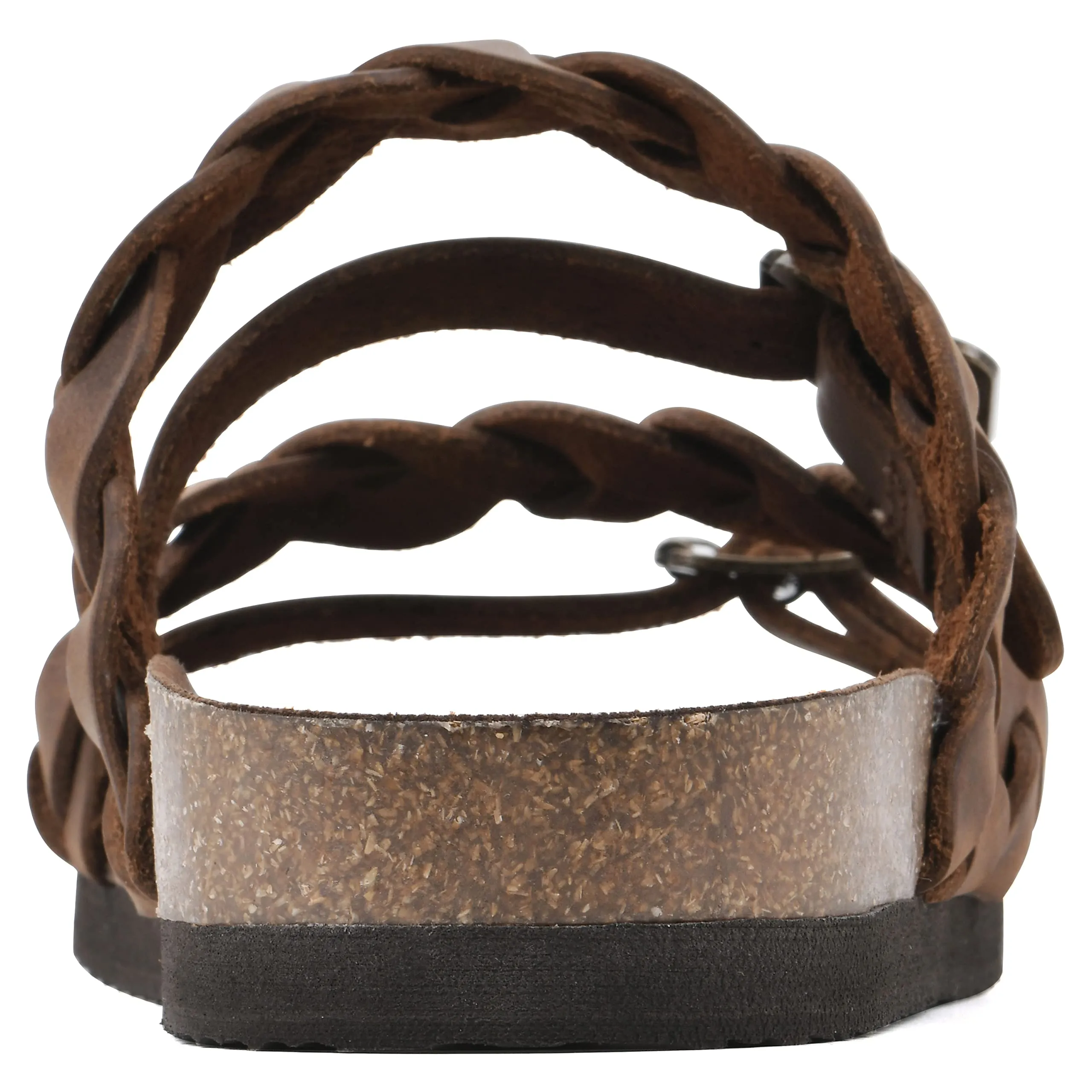 WHITE MOUNTAIN Shoes Holland Women's Flat Sandal, Brown/Leather, 10 M
