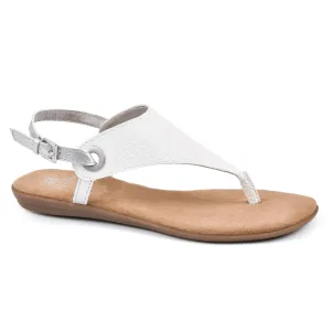 WHITE MOUNTAIN Shoes London Women's Flat Sandal, White/Tumbled Sm, 7.5 M