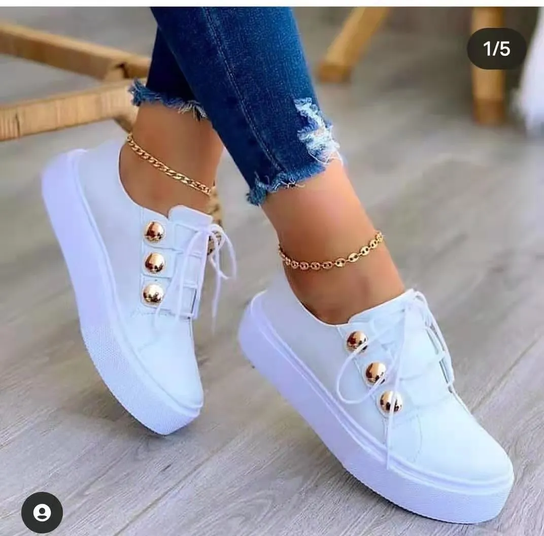 White Round Head Platform Causal Sports Student Cute Pink Girl Lolita Flats Spring