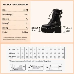 Women  Hight Ankle Boots Big Size Punk style
