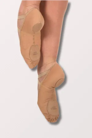 Women's 4-Way Total Stretch Canvas Ballet Shoes - Jazzy Tan/Size 7.5