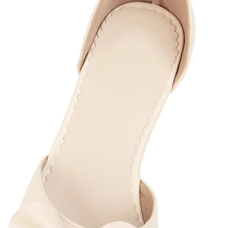 Women's Butterfly Knot Pearls Hollow Out Ankle Strap Block Heel Low Heels Sandals