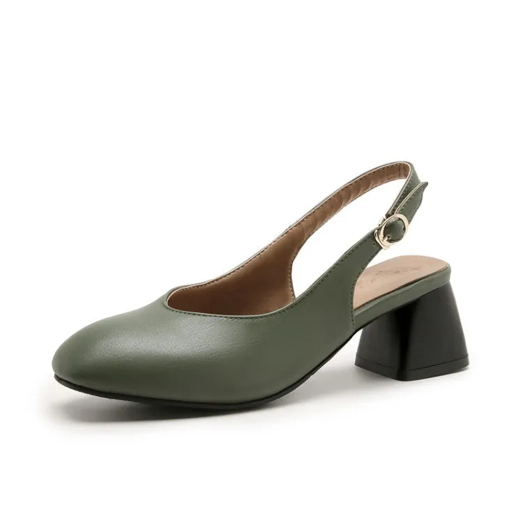 Women's Closed Square Toe Hollow Out Block Heel Sandals