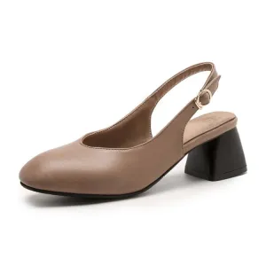 Women's Closed Square Toe Hollow Out Block Heel Sandals