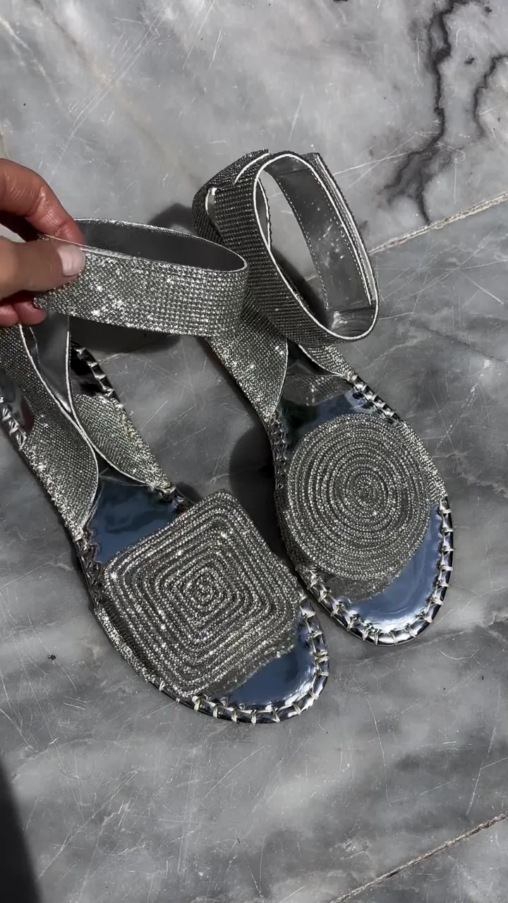 Women'S Fashionable Flat Silver Sandals
