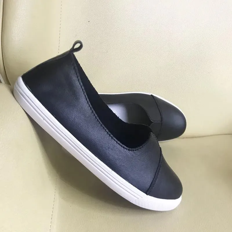 Women's Flat Casual Shoes Cowhide White Shoes Summer One-step Women's Shoes Walking Shoes Soft Sole Mother Shoes