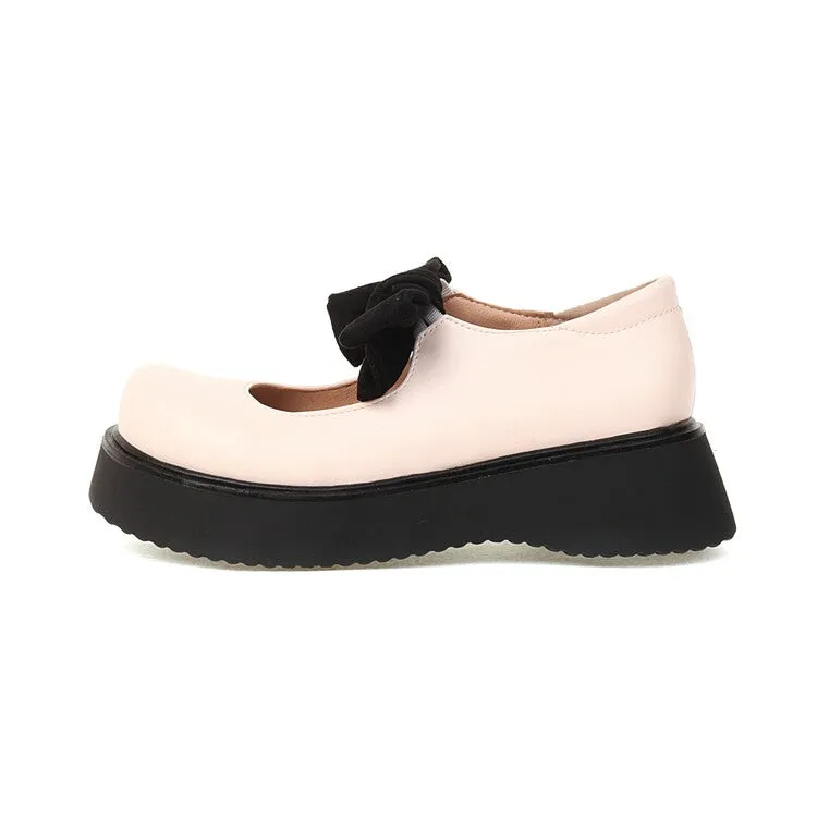 Women's Knot Mary Jane Platform Flats Shoes