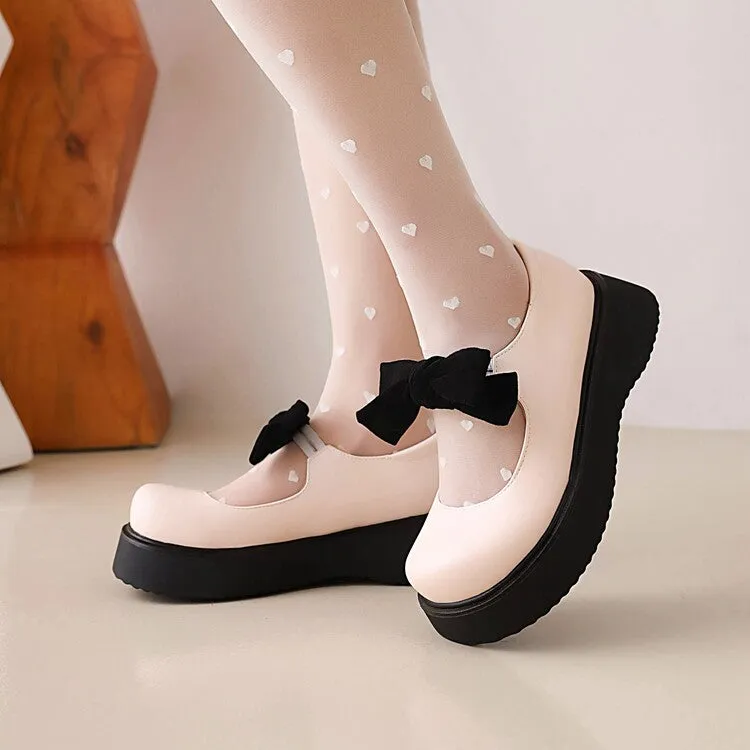Women's Knot Mary Jane Platform Flats Shoes