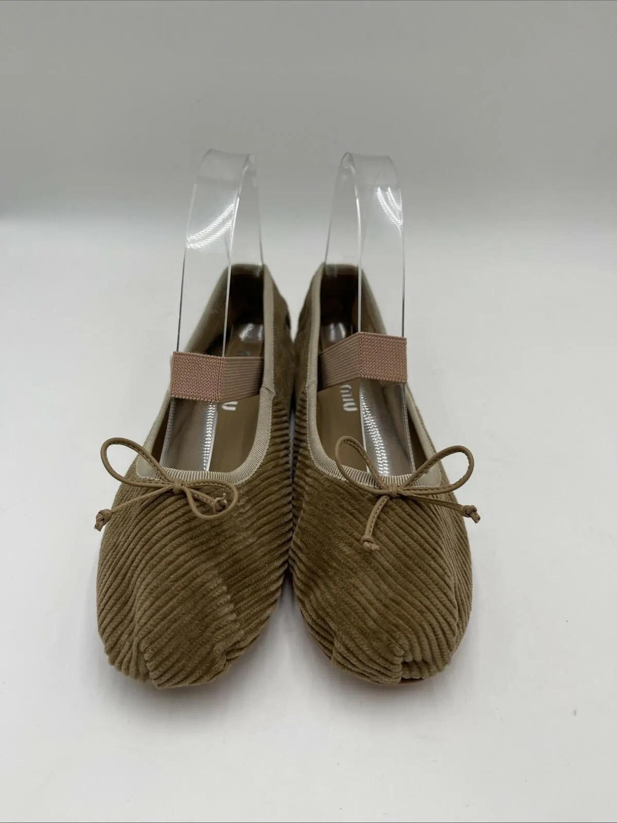 Women’s Miu Miu Corduroy Mary Jane Ballerina Flats Brown Size 37 - Very Good